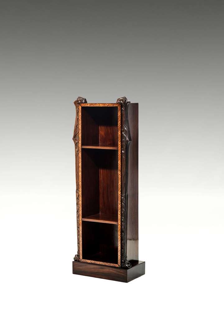 ETAGERE "MÜNCHEN" from 
FURNITURE FOR A GENTLEMEN’S STUDY
consisting of: bookcase, desk and chair, side table, long case clock
